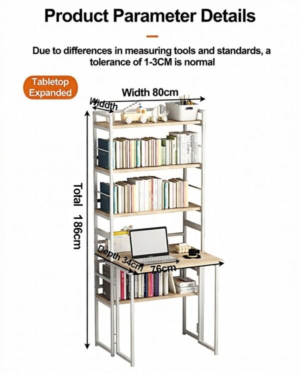 FoldSmart Kids Folding Study Desk with Bookshelf