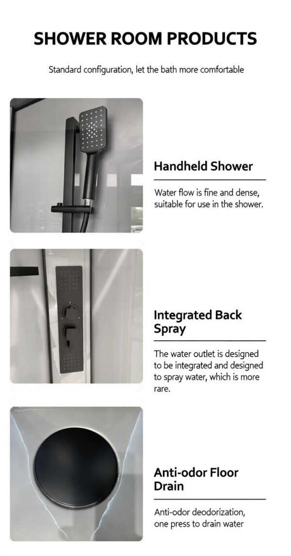 12 Rectangular Glass Shower Enclosure with Integrated Bathroom Wet-Dry Separation