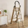 2-in-1 Aluminum 4-Step Folding Ladder & Clothes Airer, Freestanding Multifunctional Step Ladder with Non-Slip Pedals, No Assembly Required, for Indoor & Outdoor Use