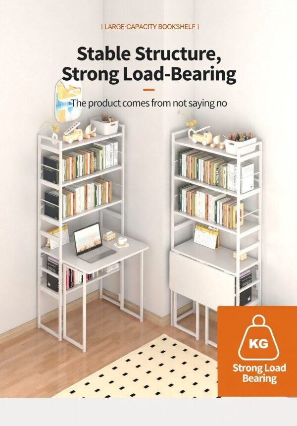 FoldSmart Kids Folding Study Desk with Bookshelf