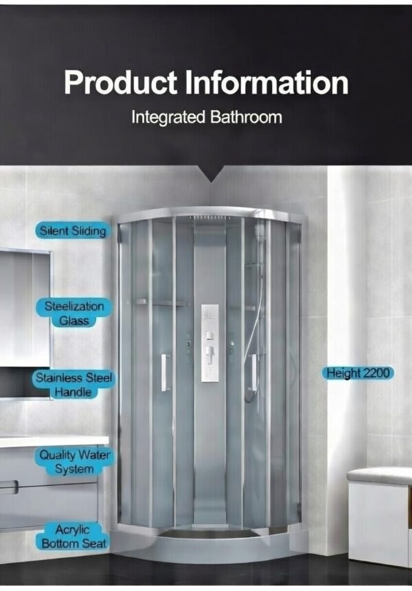 Arc Glass Shower Enclosure for Modern Bathroom Wet-Dry Separation