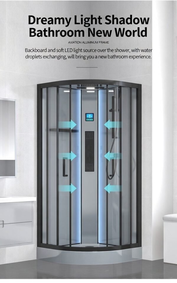 Square Glass Shower Enclosure for Home Bathroom Wet-Dry Separation