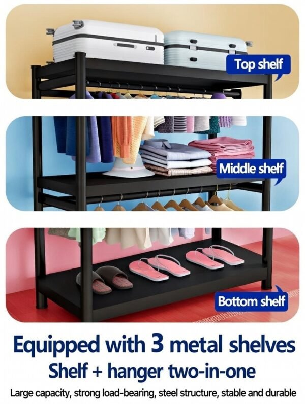 image (15) Metal Freestanding Garment Rack for Bedroom and Wardrobe Storage