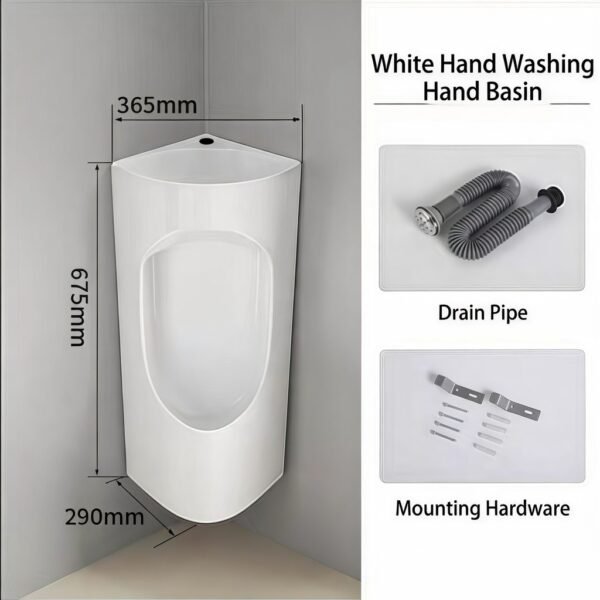 image (8) Corner Ceramic Urinal with Integrated Wash Basin