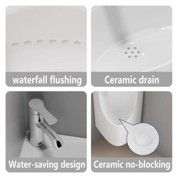 Version 1.0.0 Corner Ceramic Urinal with Integrated Wash Basin