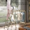 2-in-1 Aluminum 4-Step Folding Ladder & Clothes Airer, Freestanding Multifunctional Step Ladder with Non-Slip Pedals, No Assembly Required, for Indoor & Outdoor Use