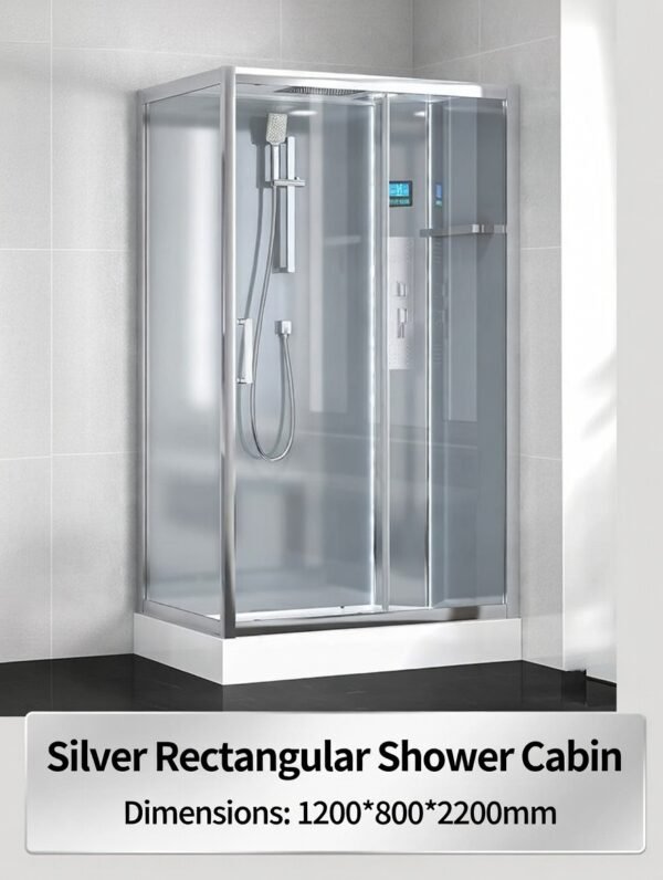 银色长方形1200-800-2200 Rectangular Glass Shower Enclosure with Integrated Bathroom Wet-Dry Separation