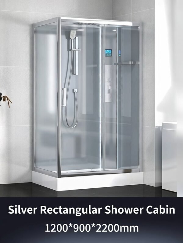 银色长方形1200-900-2200 Rectangular Glass Shower Enclosure with Integrated Bathroom Wet-Dry Separation