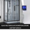 黑色长方形1200-800-2200 Rectangular Glass Shower Enclosure with Integrated Bathroom Wet-Dry Separation