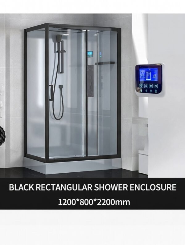 黑色长方形1200-800-2200 Rectangular Glass Shower Enclosure with Integrated Bathroom Wet-Dry Separation