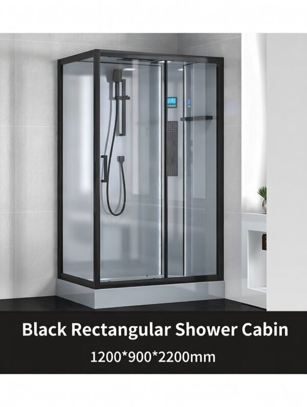 黑色长方形1200-900-2200 Rectangular Glass Shower Enclosure with Integrated Bathroom Wet-Dry Separation